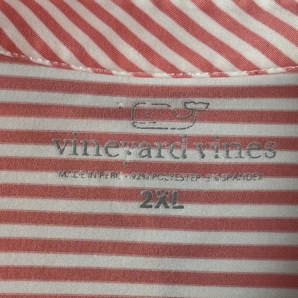 Vineyard Vines Performance Golf Polo Mens Pink White Striped | 2XL - Picture 4 of 11